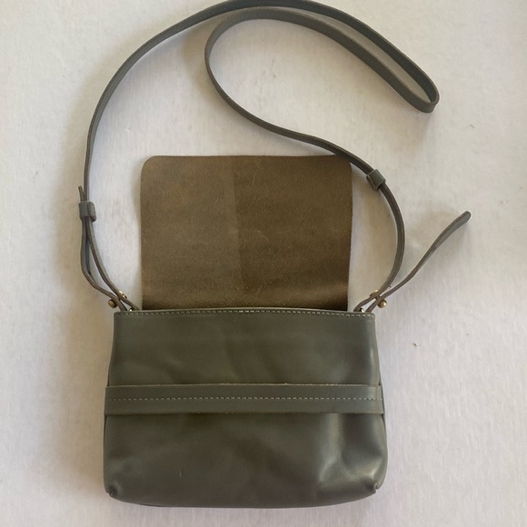 CLARE V Women’s Light Gray Leather Crossbody Bag - Picture 2 of 10